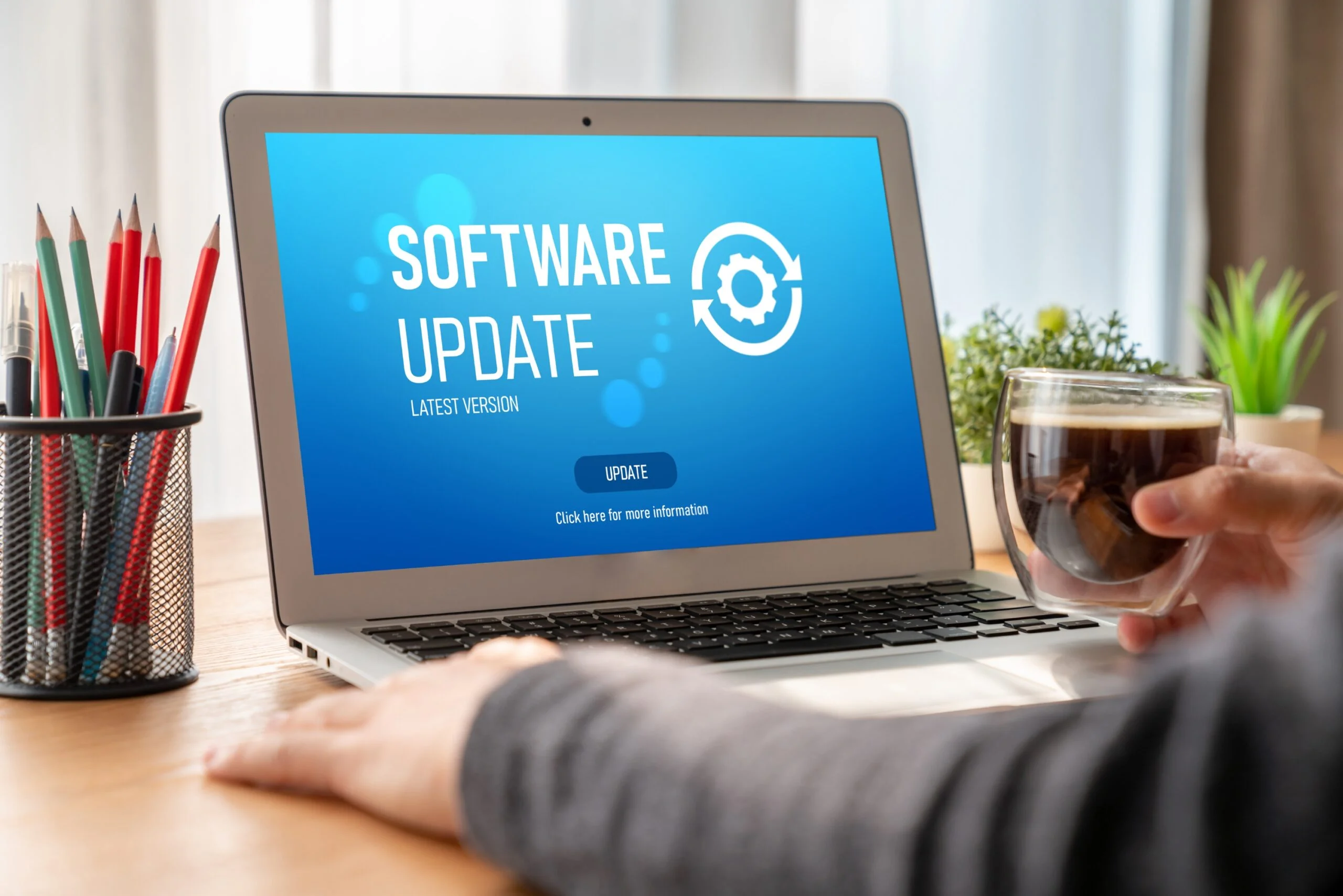 Software update on computer for modish version of device software