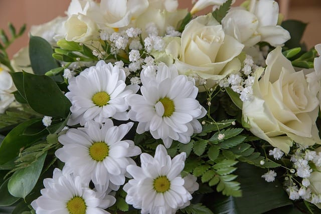 white funeral flowers